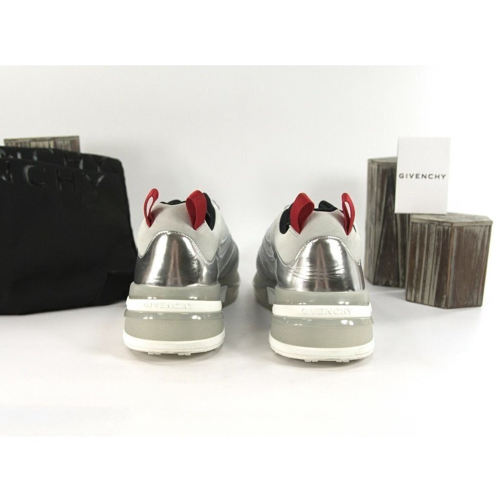 Givenchy Mens GIV 1 Silver Metallic Calf Leather Sneakers 46 NIB - Picture 5 of 12